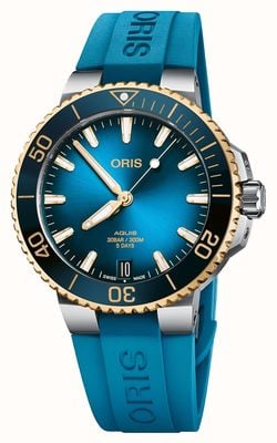 ORIS Aquis date calibre bicolore 400 automatique (41,5 mm) cadran bleu / bracelet caoutchouc bleu 01 400 7769 6355-07 4 22 75FC