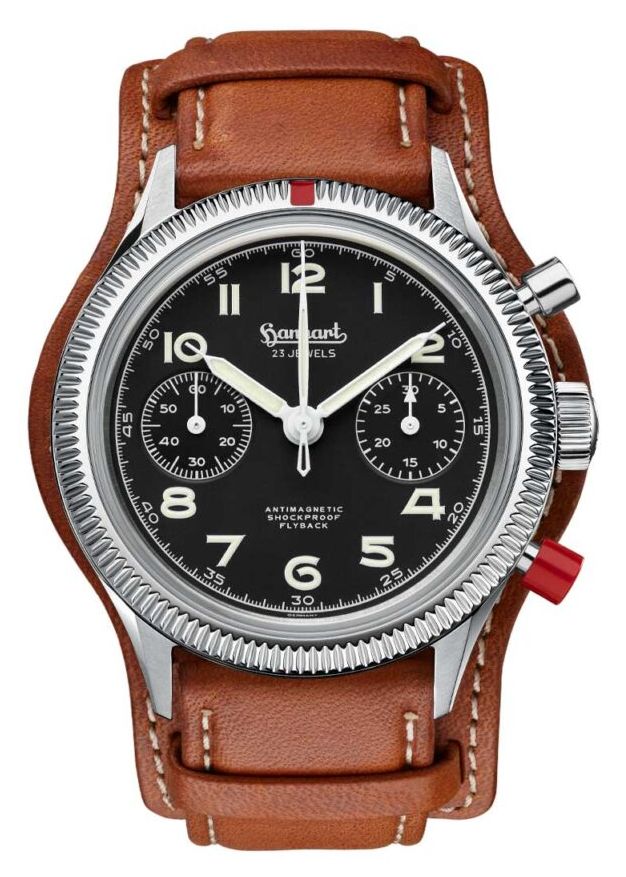 Hanhart 417 ES Heritage Flyback - poussoirs rouges (39 mm) montre