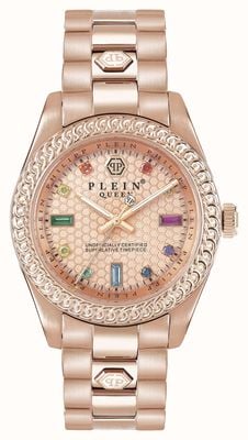 Philipp Plein $treet couture queen (36 mm) mostrador em ouro rosa / pulseira em aço inoxidável pvd em ouro rosa PWDAA0821