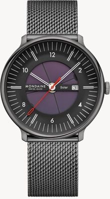 Mondaine Doppio Solar Skeleton (41 mm) mostrador skeleton solar / relógio de malha em aço inoxidável PVD preto MLE.41921.SM