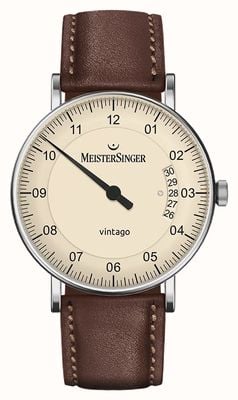 MeisterSinger | vintago de los hombres | automático | cuero marrón | esfera crema | | VT903