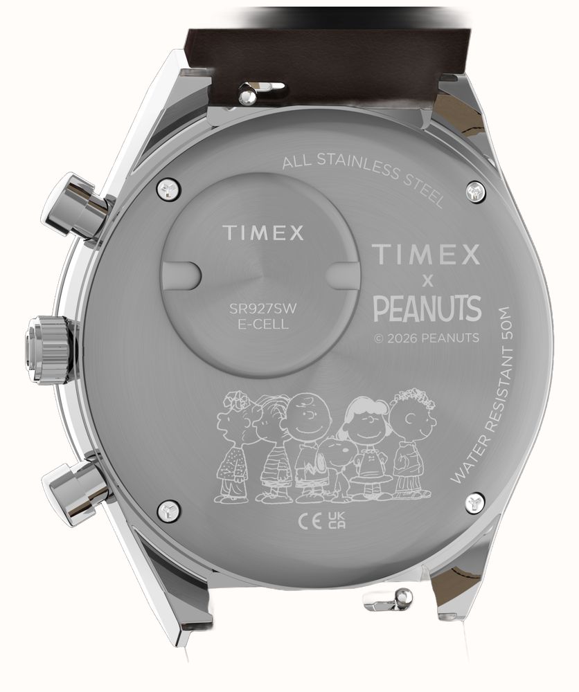 Timex Peanuts x Q Times Chronograph 40mm Brown Leather Strap TW6A04400 - alternate view 4