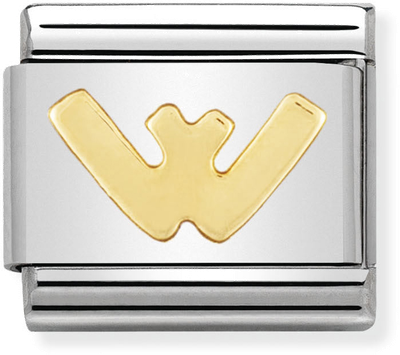 Nomination Classic Letter W 18ct Gold & Steel Charm 030101/23