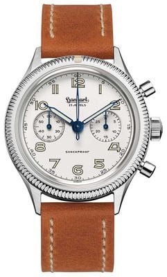 Hanhart 417 es モビーディック (42mm) ホワイトダイヤル / ライトブラウンレザーストラップ - m H721.202-8210