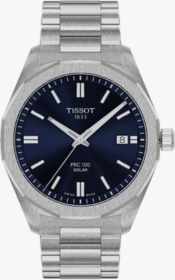 Tissot Prc 100 solar (39 mm) esfera azul / pulsera de acero inoxidable T1514221104100