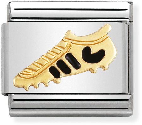 Nomination Classic Football Boot 18ct Gold & Steel Enamel Charm 030204/20