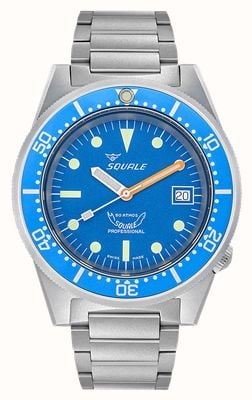 Squale 1521 Blue Blasted (42mm) Blue Dial / Blasted Stainless Steel Bracelet 1521BLUEBL.SQ20S