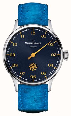 MeisterSinger Pangaea Automatic (40mm) Deep Blue Fermata Dial / Blue Leather Strap PDS917G-SF014