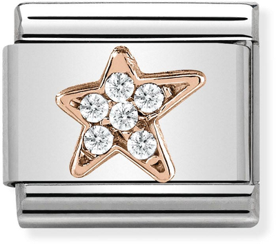 Nomination Classic Symbols In Stainless Steel With 9k Rose Gold And CZ Asymmetric Star Charm 430302/16
