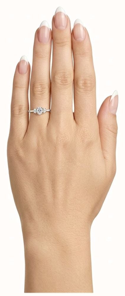 0.69ct Oval Natural Diamond Platinum Trilogy Ring SR150 - vue alternative 4