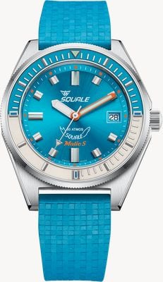 Squale Matic S Automatic (39mm) Sunray Light Blue 313C Dial / Light Blue Mosaic Rubber Strap Watch MATICLBWLB.MRLB