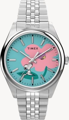 Timex X peanuts legacy snoopy flower (36 mm) quadrante blu e rosa / bracciale in acciaio inossidabile TW2Y52600