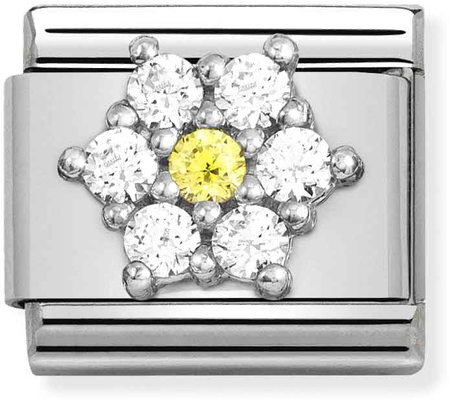 Nomination Composable CL SYMBOLS Steel Cz And Silver 925 RICH WHITE And YELLOW Flower 330322/01