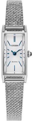Citizen Eco-Drive Fio (14x30mm) mostrador branco / pulseira de malha de aço inoxidável EG7120-51A