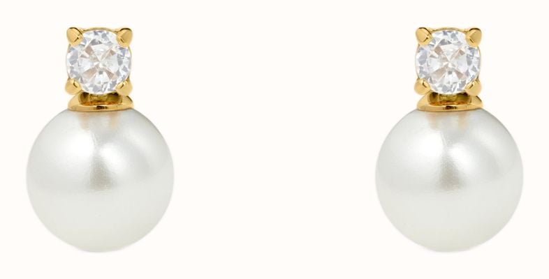 D.LOUISE Bridal Pearl Gold Plated Earrings YBE-07