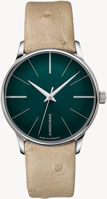 Junghans マイスターダーメンオートマチック |グリーンダイヤル |ライトブラウンのオーストリッチレザーストラップ 27/3343.00