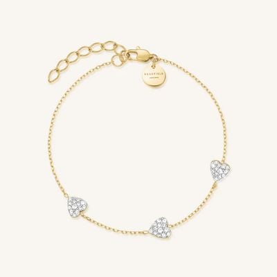 Rosefield Jewellery 3 Hearts Bracelet Gold Plated With CZs JB3HG-J1278