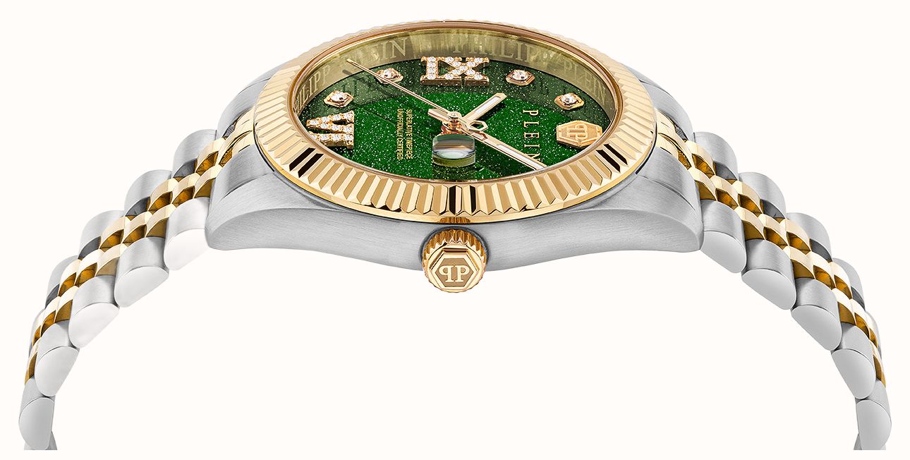 Philipp Plein DATE SUPERLATIVE Quartz (34mm) Green Sandstone Dial / Two-Tone Stainless Steel Bracelet PWYFA1626 - vista alternativa 3