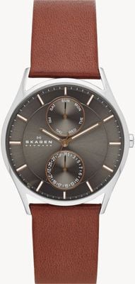 Skagen Montre bracelet cuir marron holst pour homme SKW6086