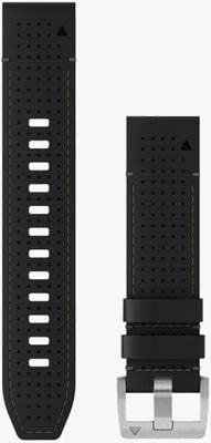 Garmin Correa de reloj Quickfit 22 solamente (22 mm) Correa híbrida de caucho fkm de cuero negro y verde 010-13225-09