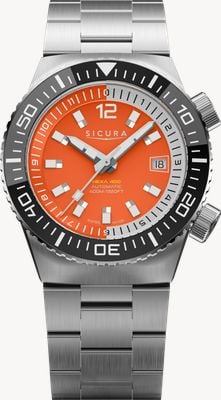 Sicura Montre Hexa 400 automatique réédition (40mm) cadran orange mat / bracelet en acier inoxydable H400.SS.A.40ATM.03.SS
