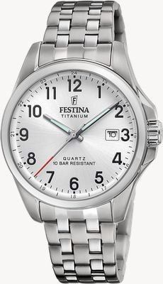 Festina Kalendarz tytanowy (41 mm) z tarczą w kolorze srebrnym / bransoletą tytanową F20696/1