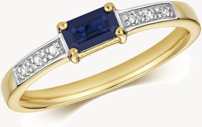 Treasure House 9ct Yellow Gold Dia.02ct Sapphire.34ct Ring Size N RD927S/N
