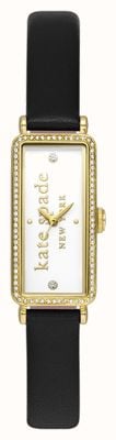 Kate Spade Mostrador branco Rosedale (32 mm) / pulseira de couro preta KSW1817