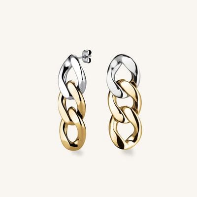 Rosefield Jewellery Duotone Chain Gold And Silver Stainless Steel Earrings JEDCG-J713