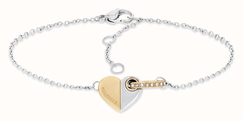 Tommy Hilfiger Women's Love Two-Tone Stainless Steel Heart Charm Bracelet 2780880