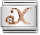 Nomination Classic Letter X 9ct Rose Gold & Steel Charm 430310/24