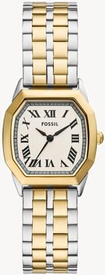 Fossil Harlow feminino (27 mm) mostrador creme / pulseira de aço inoxidável bicolor ES5362