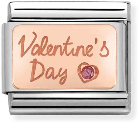 Nomination ENGRAVED In Stainless Steel With 9k Rose Gold And CZ Valentine's Day Charm 430316/02