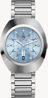 RADO Diastar original diamant (38 mm) cadran bleu effet soleil / bracelet acier inoxydable R12160223