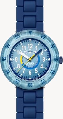 Flik Flak Bluebrick (36,70 mm) cadran bleu / bracelet en silicone bleu FCSP133