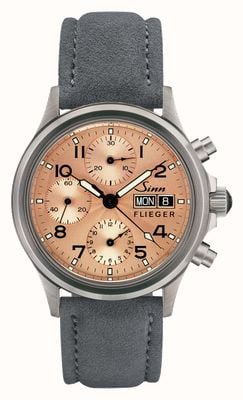 Sinn 356 SA Pilot II (38.5mm) Copper Electroplated Guilloché Dial Dail / Grey Alcantara Strap 356.072-ENGLISH-DATE-GREY-ALCANTARA