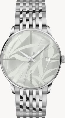 Junghans Meister automaat | lichtgroene wijzerplaat met bamboepatroon | roestvrijstalen armband 27/4243.46