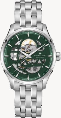 Hamilton Jazzmaster skeleton automaat (40mm) empire groene wijzerplaat / roestvrijstalen band H42535160