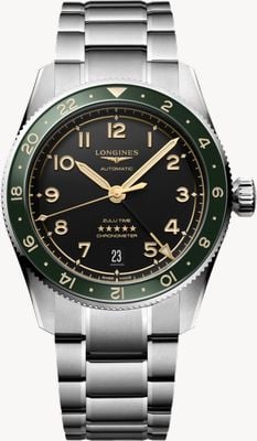 LONGINES Spirit Zulu Time GMT Automatik (39 mm) schwarzes Zifferblatt / Edelstahlarmband L38024636