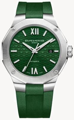 Baume & Mercier Bracelet en caoutchouc vert automatique Riviera 42 mm 10618