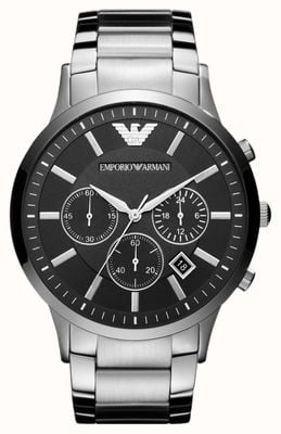 Emporio Armani maschile | quadrante cronografo nero | bracciale in acciaio inossidabile AR2460