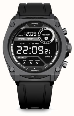 Police Smartwatch Myavatar AMOLED (45 mm) z cyfrową tarczą i czarnym silikonowym paskiem PEIUN0000102-ILG