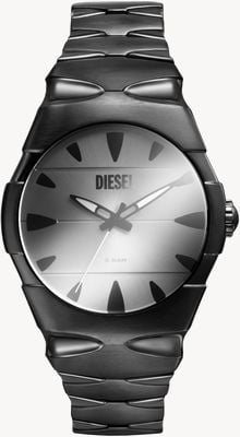 Diesel メンズ D-Sruptor (42mm) シルバー文字盤 / ブラックステンレススチールブレスレット DZ2213