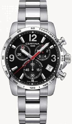 Certina DS Podium 1/10 Sek. Chronograph (41 mm) schwarzes Zifferblatt / Edelstahlarmband C0344171105700