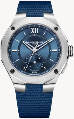 Baume & Mercier Riviera Baumatic Tideograph Limited Edition (43mm) Blue Satiné Sunray Dial / Blue Rubber Strap 10761