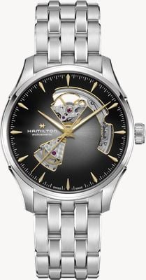 Hamilton Automatyczny zegarek Jazzmaster z otwartym sercem (40 mm) z szarą, gradientową tarczą / bransoletą ze stali nierdzewnej H32675181