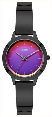 STORM Mirco styro 板岩紫色 (30 毫米) 紫红色激光表盘/黑色不锈钢手镯 47537/SL/P
