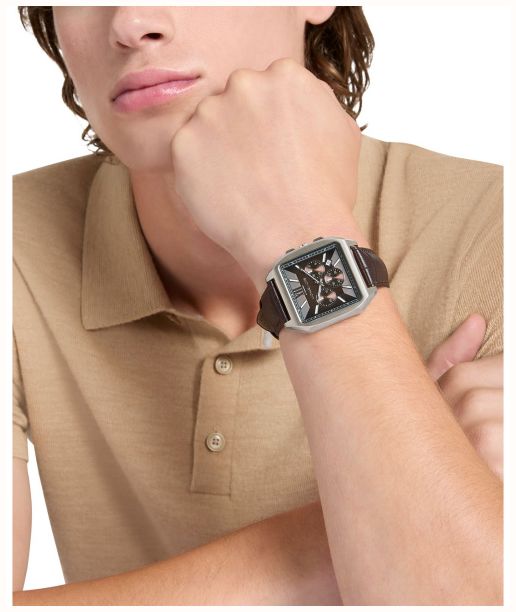 Michael Kors Hayes Brown Dial With Chronograph and Brown Leather Strap MK9300 - vue alternative 3