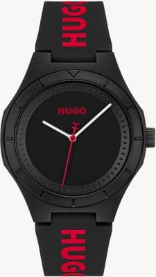 HUGO Men's #LIT (42mm) Black Dial / Black Silicone Strap 1530343