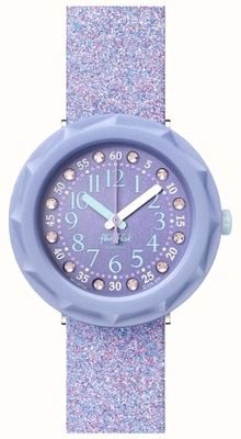 Flik Flak Lilaxus | bracelet en silicone pailleté violet | cadran violet FCSP102